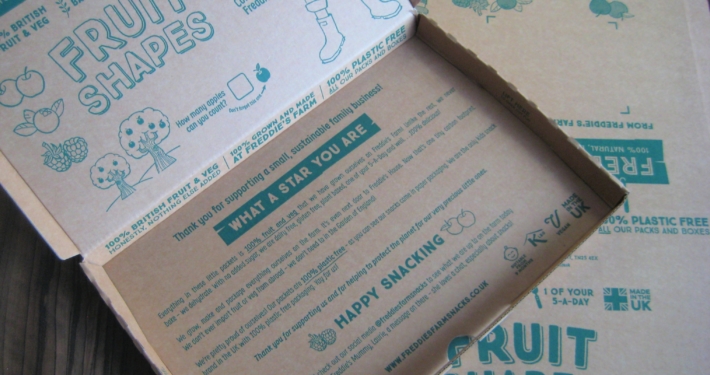 Box printed with information to educate buyers on green credentials