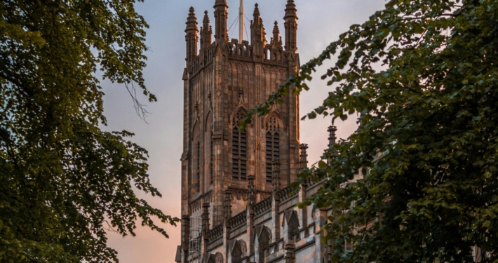 Scottish-flag-flying-on-top-of-historic-building