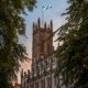 Scottish-flag-flying-on-top-of-historic-building