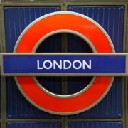 London-underground-sign-on-blue-background